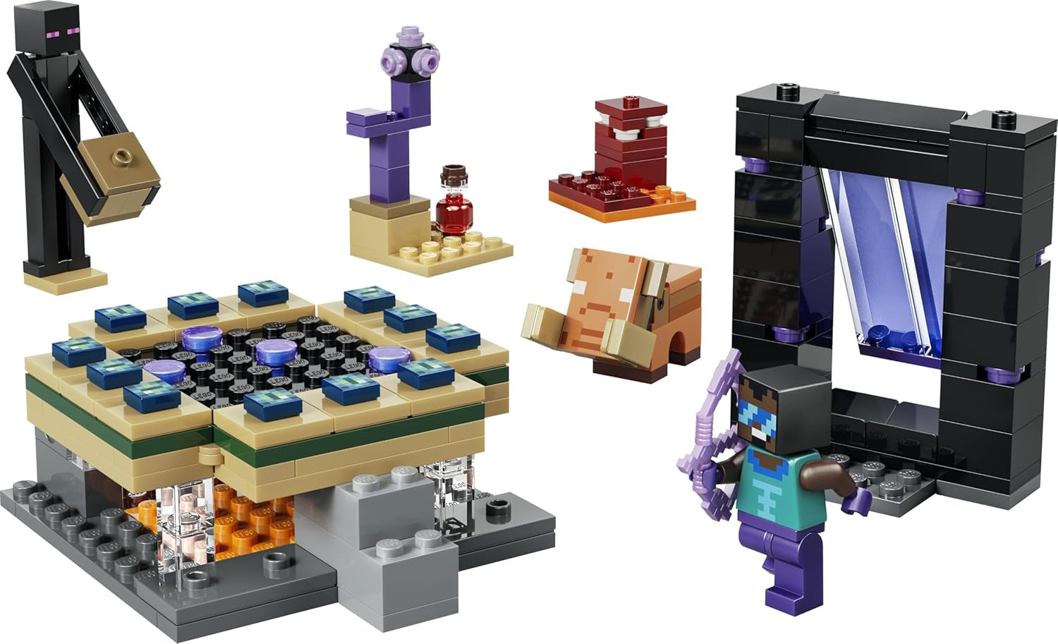 LEGO Minecraft Reise durch Nether und Endportal - Kinder Spielzeug mit Helden, Enderman und Baby Hoglin Figuren - Set mit Minecraft Figur - Gamer Geschenk für Jungen und Mädchen ab 7 Jahren - 21584