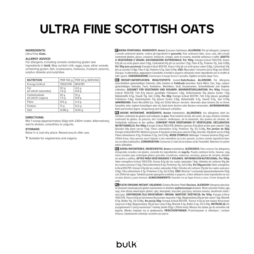 Fein gemahlene Haferflocken, lose, 2,5 kg, 50 Portionen, Verpackung kann variieren