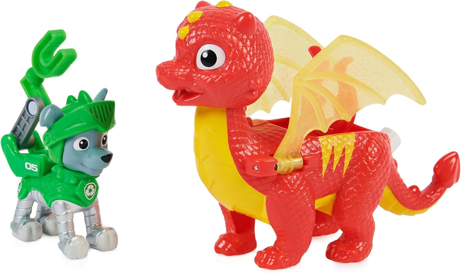 PAW PATROL, Rescue Knights Rocky și Dragon Flame set de figurine de acțiune, jucărie potrivită pentru copii cu vârsta de peste 3 ani Action figures Naty Shop
