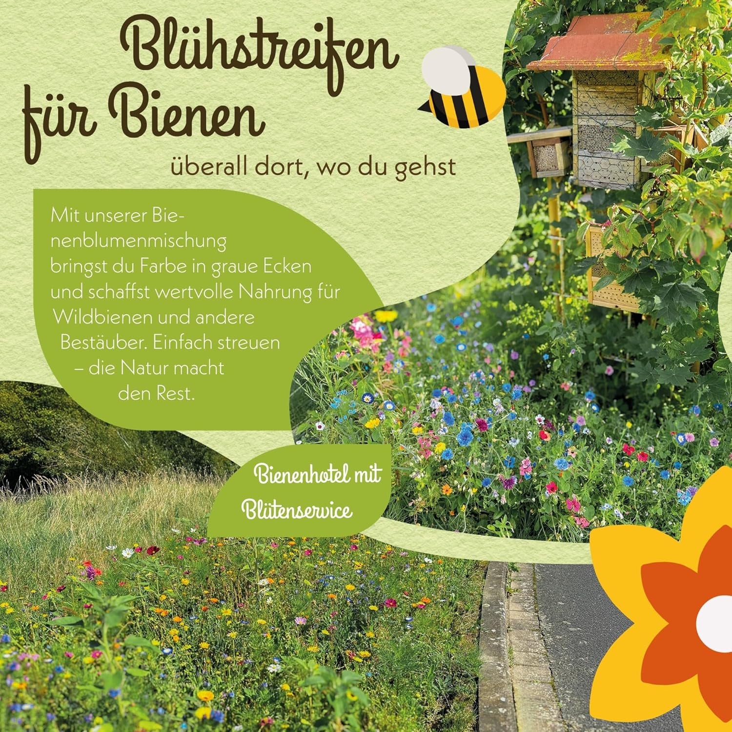 100 g Premium-Wildblumensamen für eine farbenfrohe Blumenwiese – lebendige und nektarreiche Blumensamenmischung für Bienen und Schmetterlinge (inklusive kostenlosem E-Book)