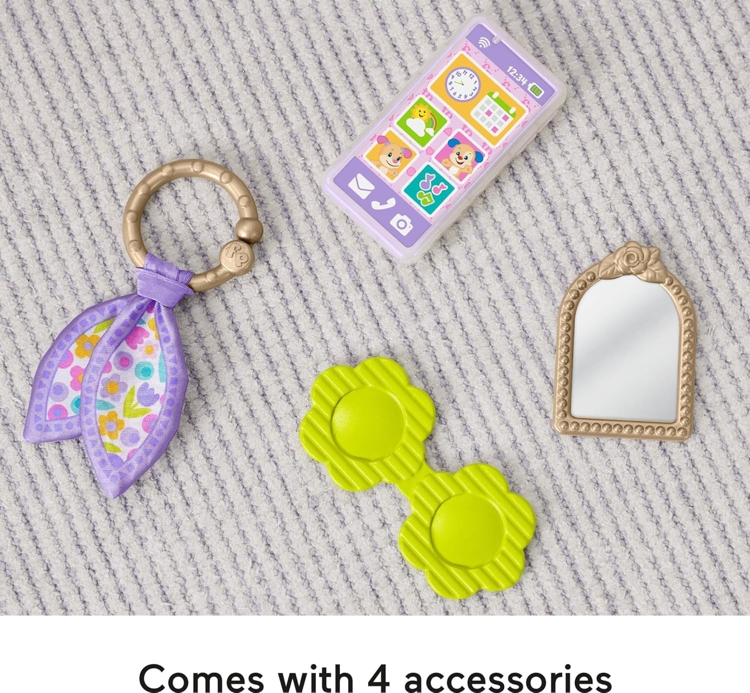 Fisher-Price Baby Learning Toy Laugh & Learn Purse, Going Places Bag with 4 Pretend Play Accessories for Babies & Toddlers 6 months and up, HTW89 Jucarii Bebe Naty Shop