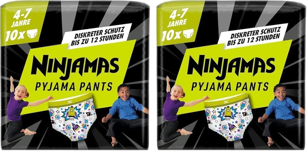 Raumschiff-Pyjamahosen, 10er-Pack saugfähige Nachthosen, 7 Jahre, 17 kg–30 kg, Auslaufschutz für die ganze Nacht