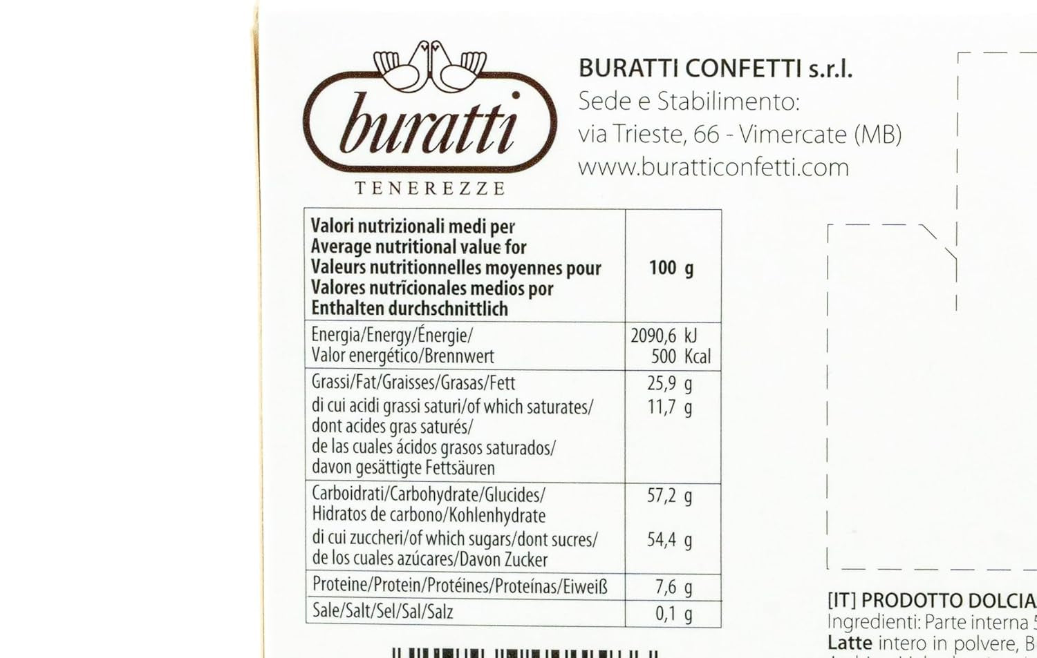 Mandeln umhüllt mit weißer Schokolade Tenerezze, 1 Stück