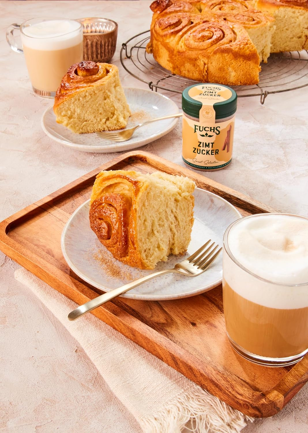 Fuchs Gewürze - Zimt Zucker - Klassisches Gewürz für Milchreis, Pfannkuchen oder Waffeln - aus natürlicher Zutat - 100 g in wiederverwendbarer, recyclebarer Dose