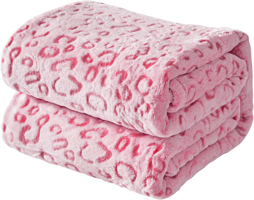FY FIBER HOUSE Flanell-Fleece-Überwurf, Mikrofaserdecke mit 3D-Gepardendruck, 228 x 274 cm, lila Steppdecken und Steppdecken Naty Shop Hot Pink Leopard 90 "X90"