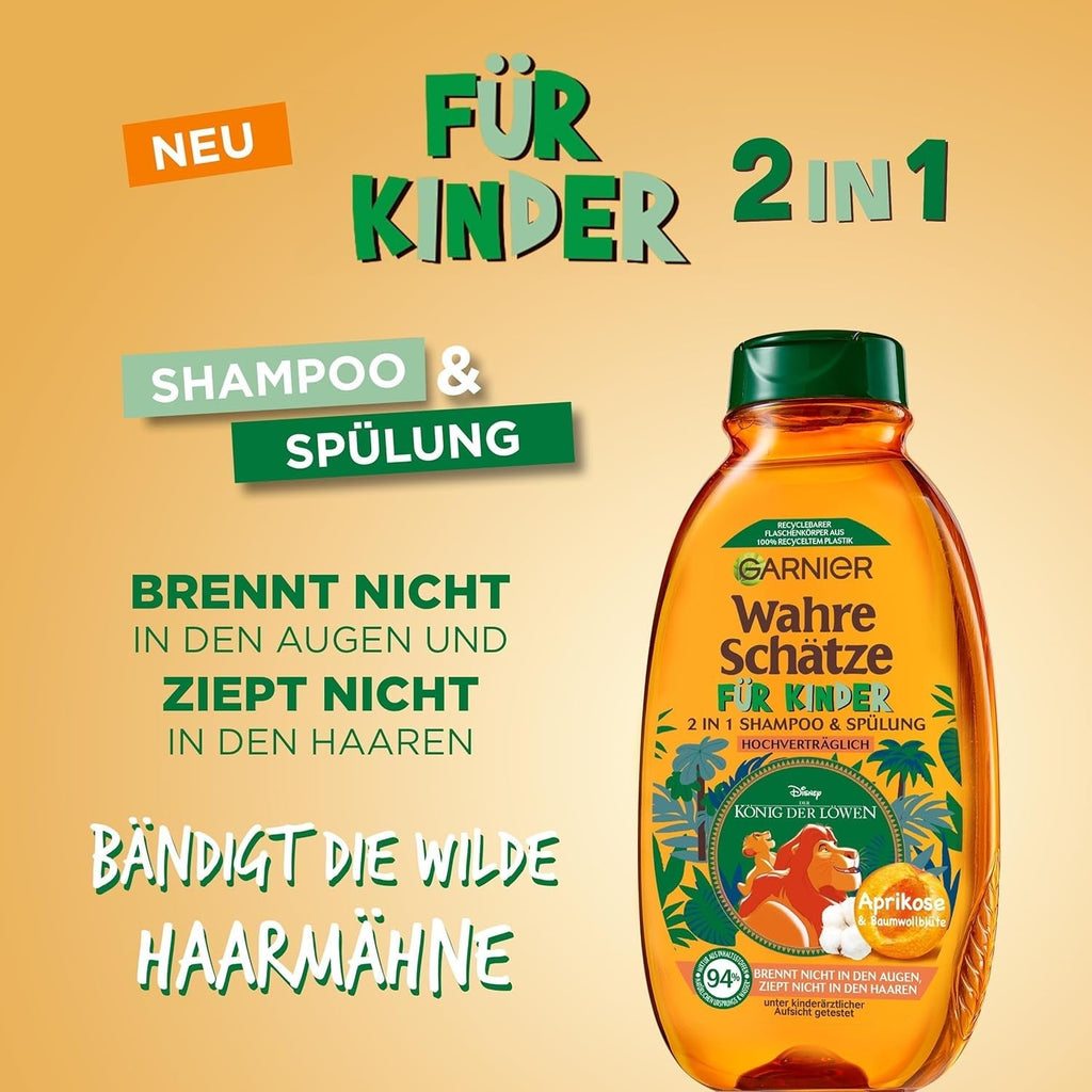 Garnier Șampon pentru copii, pentru păr sensibil și pieptănare ușoară, cu caise și flori de bumbac Duș și baie Garnier