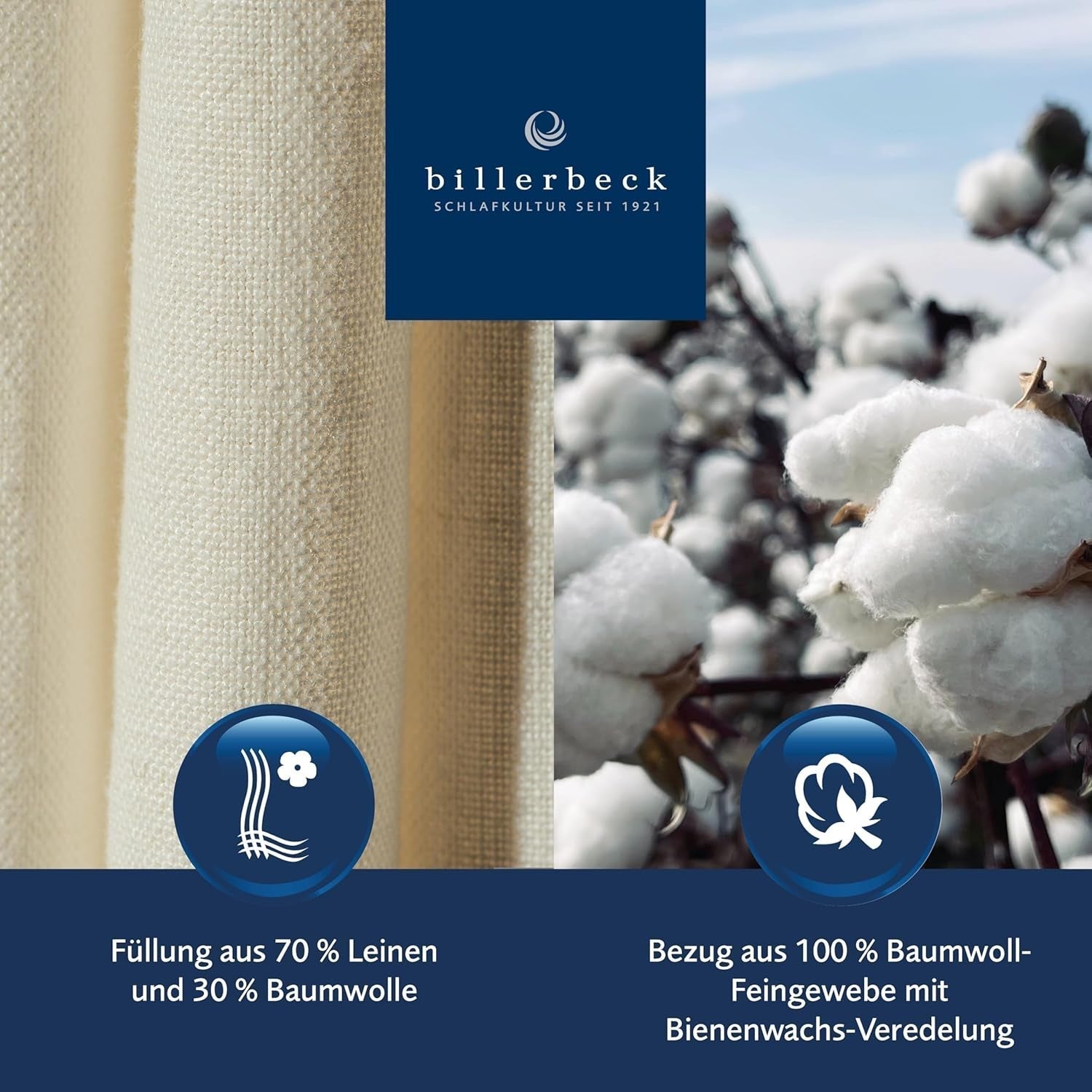 Billerbeck Lina Superlight Steppdecke – Leinendecke – 155 x 220 cm – Sommerdecke, kühlende Steppdecke, leichte Sommerdecke – 70 % Leinen, 30 % Baumwolle, weiß Steppdecken und Steppdecken Naty Shop