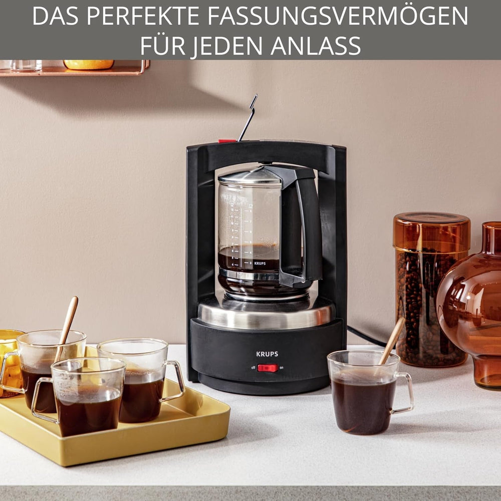 Espressor cu filtru Krups T8, 850 wați, oprire automată, 8-12 cești, capacitate 1 l, filtru permanent, întrerupător iluminat pornit/oprit, ușor de utilizat, negru, KM4689