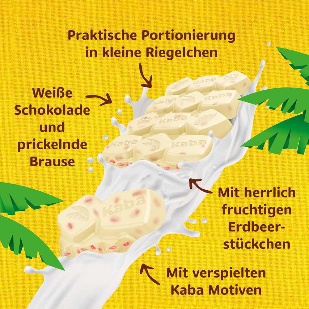 Weiße Schokolade von Kaba mit Erdbeergeschmack und Brausebonbons, Schokoriegel, Riegel 85 g, weiße Schokolade mit fruchtigem Erdbeergeschmack und Brausebonbons mit Original-Kaba-Geschmack (3er-Pack)