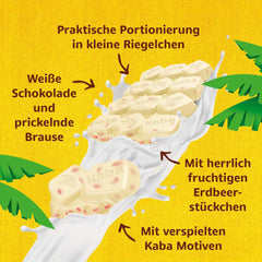 Weiße Schokolade von Kaba mit Erdbeergeschmack und Brausebonbons, Schokoriegel, Riegel 85 g, weiße Schokolade mit fruchtigem Erdbeergeschmack und Brausebonbons mit Original-Kaba-Geschmack (3er-Pack)