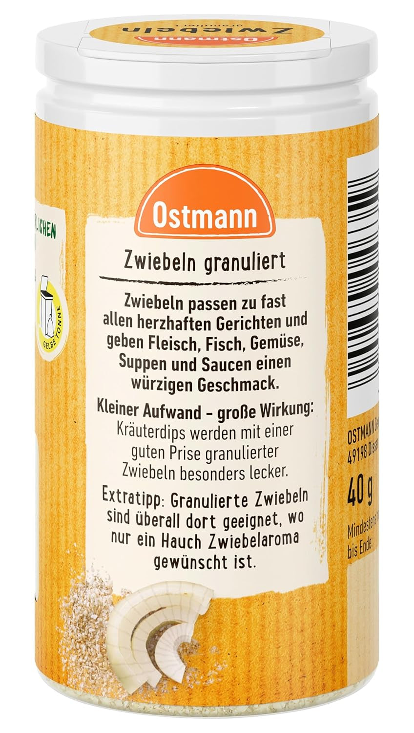 Ostmann Gewürze - Zwiebeln gekörnt | Zwiebelpulver zum Würzen herzhafter Gerichte | 40 g in recyclebarer Dose