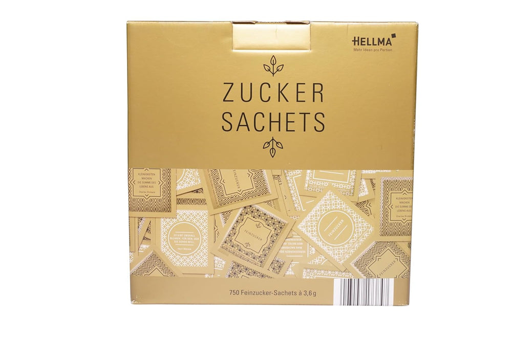 Hellma Zucker-Sachets Goldline 750 Stk. Je 3,6 G – 3,6 Kg Vorrats-Box - Zuckertütchen Einzeln, Für Kaffee Oder Tee Sweeteners Naty Shop