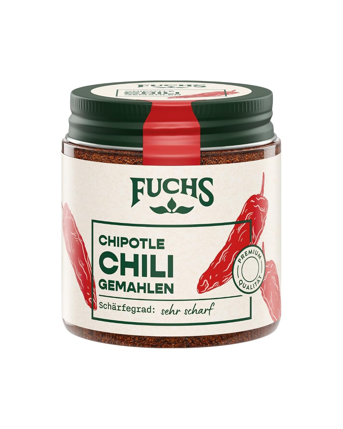 Fuchs Gewürze - Chipotle Chili gemahlen | Rauchiges Chilipulver | Chilipulver in Premiumqualität 50 g im wiederverschließbaren Gewürzglas
