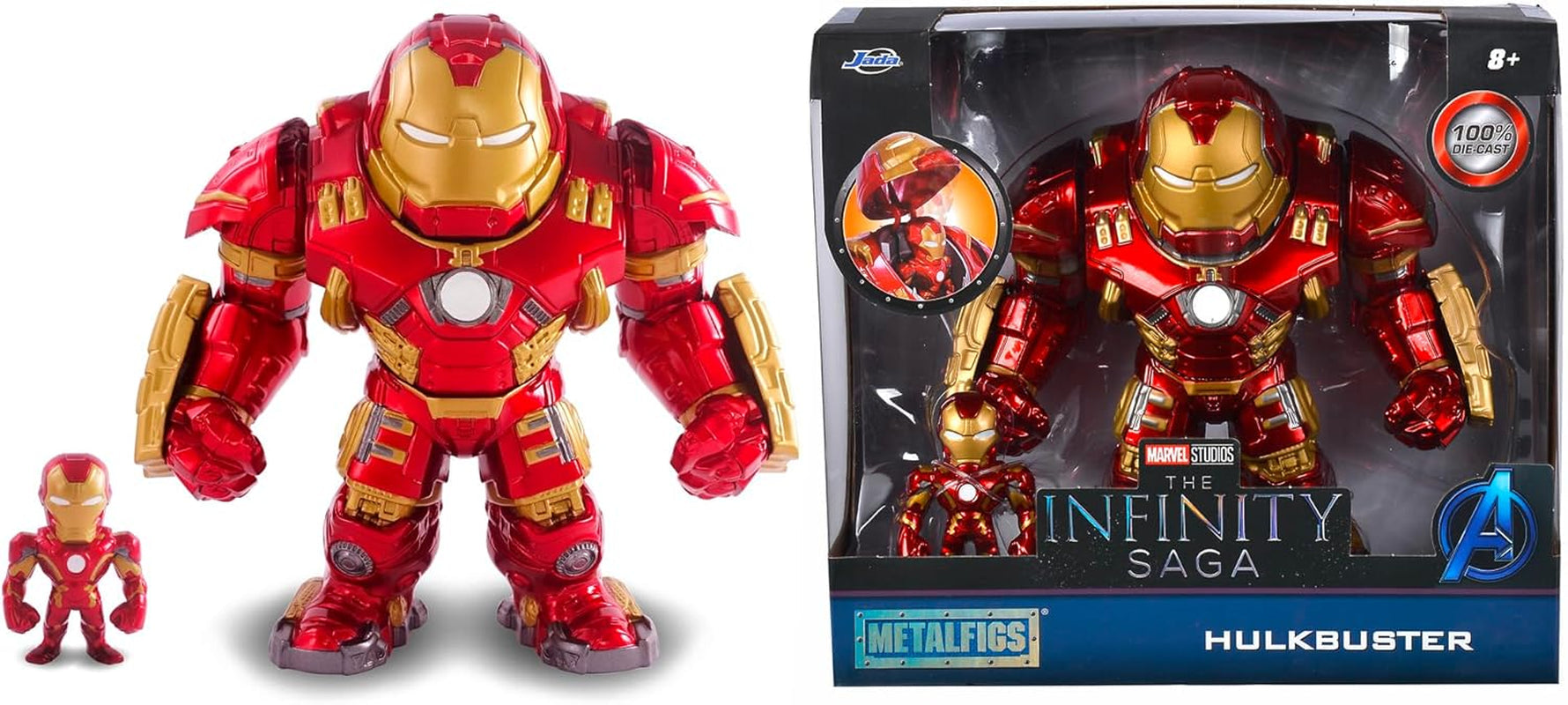 Jada Toys Marvel-Figur Hulkbuster & Ironman, offener und geschlossener Helm, Sammelfiguren, Set, Druckguss, Rot, Größe: 6 Zoll Hulkbuster & 2 Zoll Ironman Actionfiguren Naty Shop