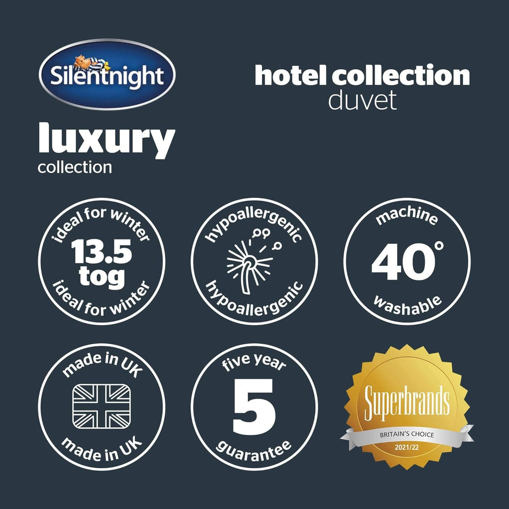 Silentnight Hotel Collection Steppdecke für Doppelbetten, 13,5 TOG, weiß, Mikrofaser, weiß, Einzelbett 135 x 200 cm Steppdecken und Steppdecken Naty Shop