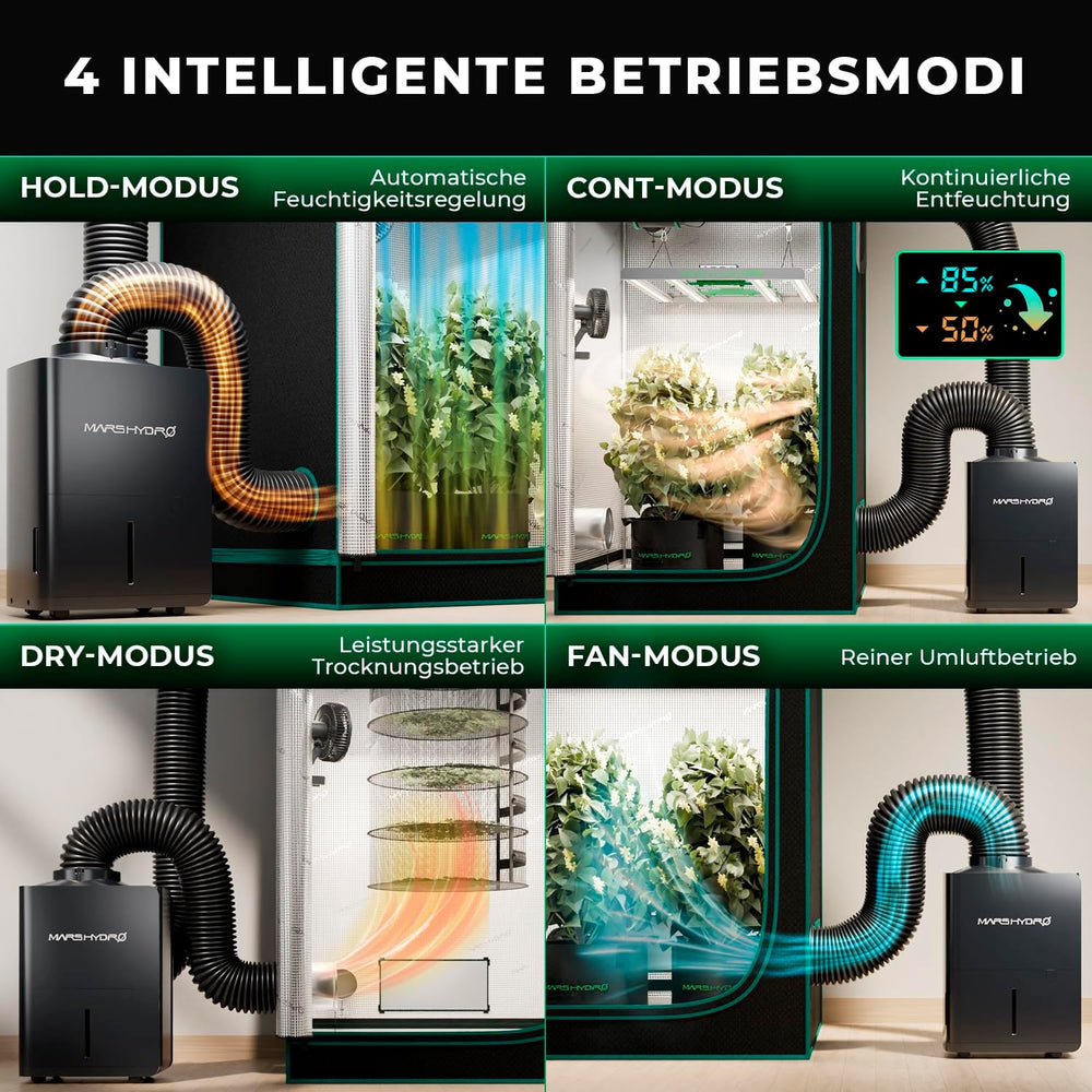 MARS HYDRO Luftentfeuchter, 12 l/Tag, automatische Abtauung, Timer-Funktion, Raumentfeuchter für Growzelte, Keller und Pflanzen, 1,2 l Wassertank
