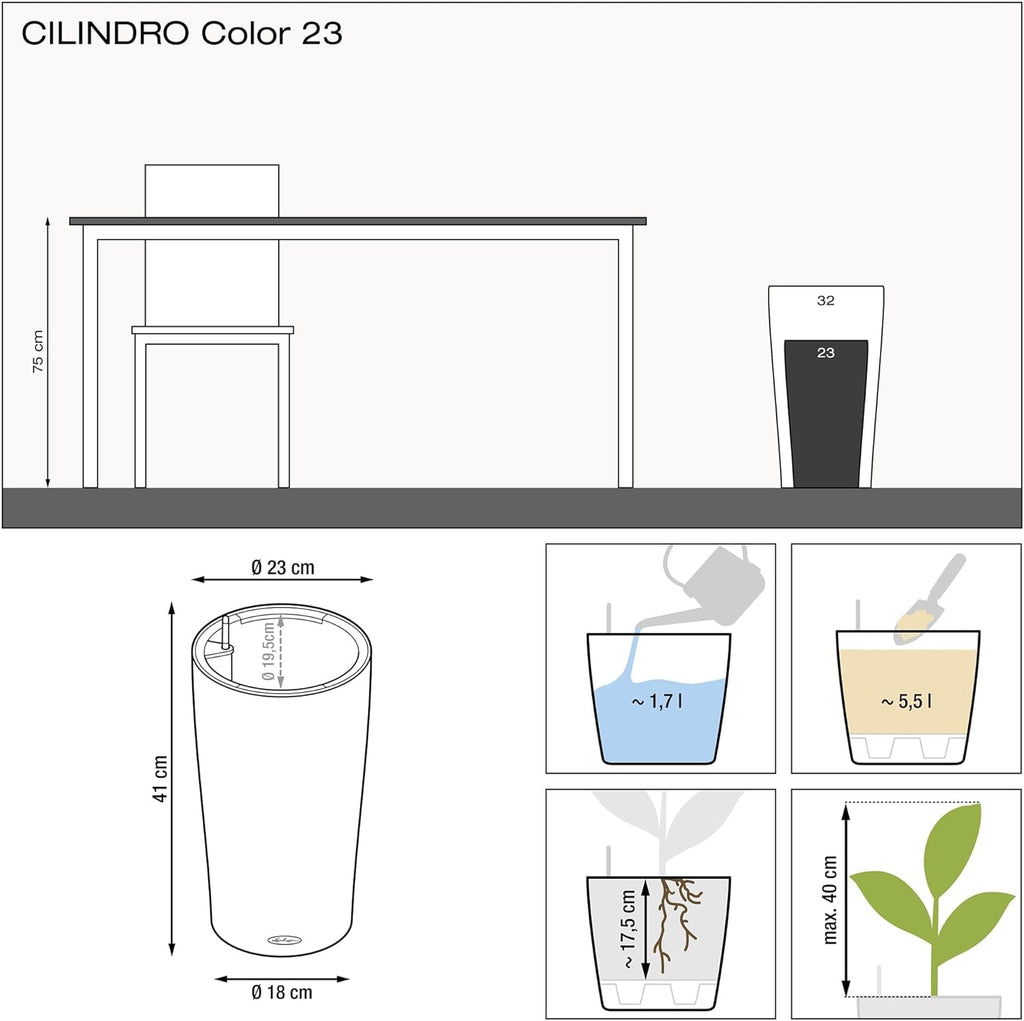 Ghiveci Lechuza 13950, Alb, 32x32x56 cm