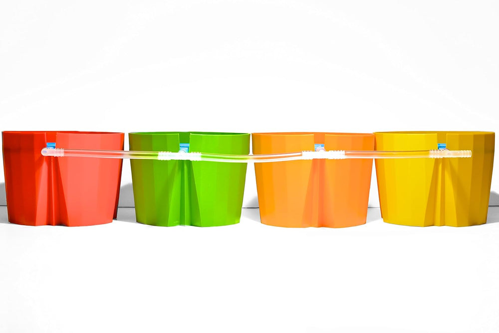 Hydro Farmer 19-teiliges Topfset Ø 18 cm (Rot), Wachstumssystem inklusive 4 Töpfen, 4 Bewässerungsringen, 4 Deckeln, Adapterset und 2 m Schlauch, Hydrokultur, Aeroponik