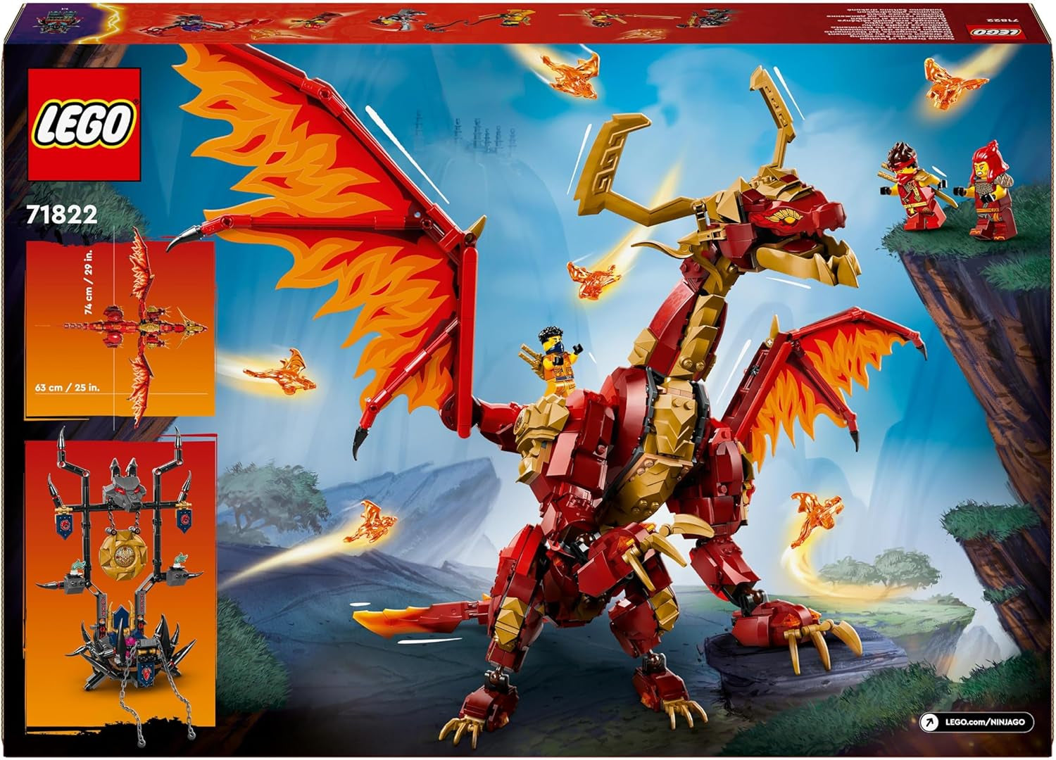LEGO NINJAGO Dragonul de primăvară al mișcării, jucărie de aventură pentru copii, set de joacă Ninja cu 6 minifigurine, cadou de ziua de naștere pentru băieți și fete începând cu vârsta de 12 ani, set de joacă Fantasy 71822 Seturi de constructie Besuche den LEGO-Store