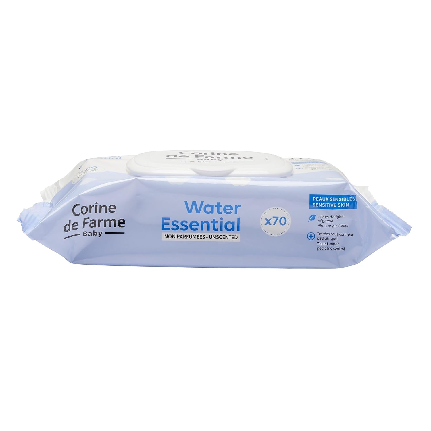 Change Water Essential Babyfeuchttücher x70 – Toilettenartikel aus Pflanzenfasern – 99 % hochreines Wasser – Hygiene ab der Geburt – wiederverschließbarer Deckel
