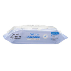 Change Water Essential Babyfeuchttücher x70 – Toilettenartikel aus Pflanzenfasern – 99 % hochreines Wasser – Hygiene ab der Geburt – wiederverschließbarer Deckel