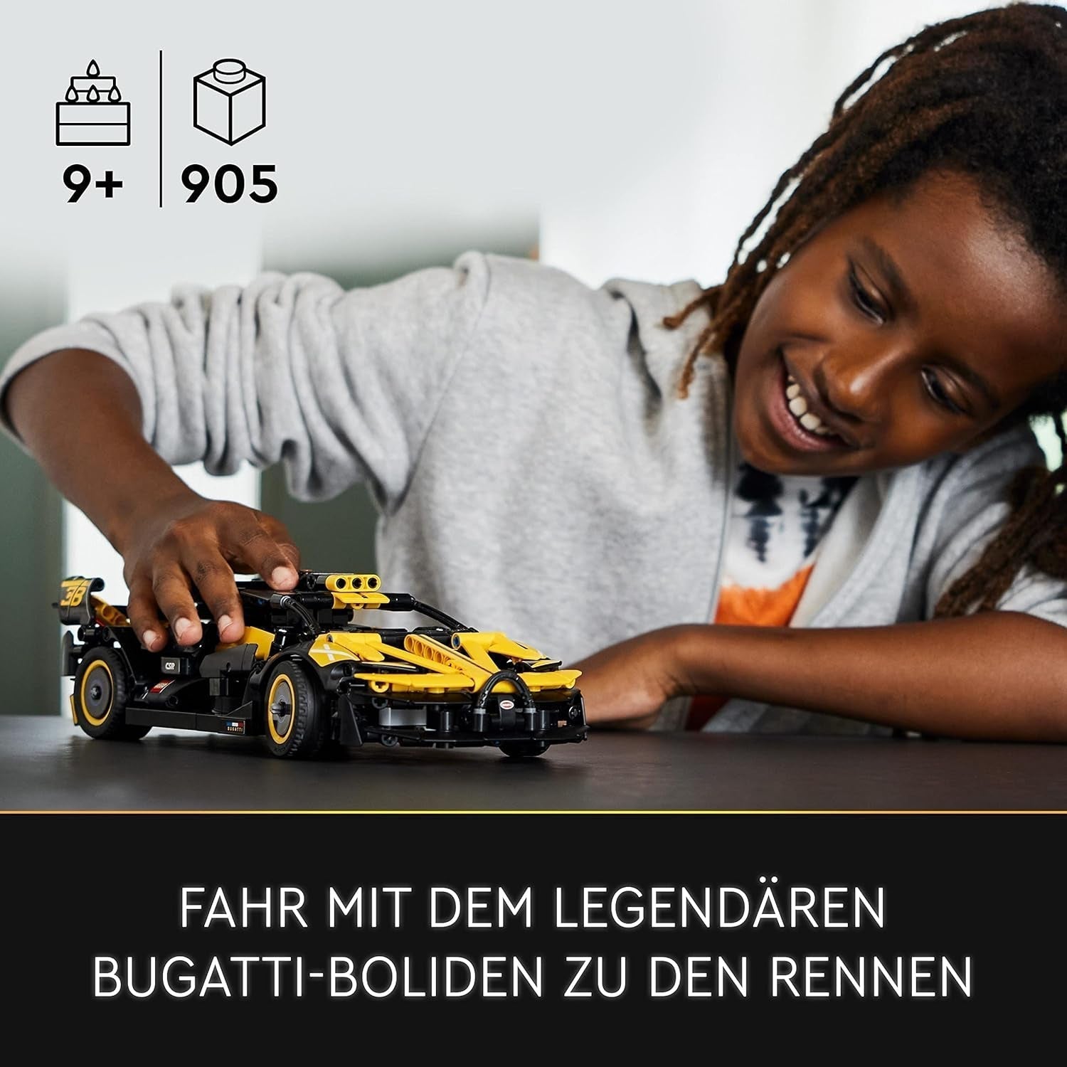 LEGO Technic Bugatti Rennwagen, Automodellbausatz, Sportwagenspielzeug, kultiges Sammlerauto-Set, Bauspielzeug ab 9 Jahren 42151 Bausätze Besuchen Sie den LEGO-Store