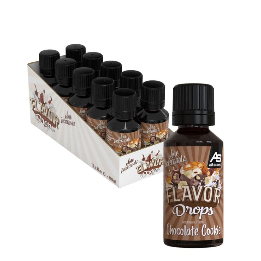 ALL STARS Flavour Drops, Aromatisierte Drops ohne Zuckerzusatz und ohne Kalorien – Süße und Geschmack für Lebensmittel, 30 ml Süßstoffe Naty Shop Schokoladenkuchen 10 x 30 ml