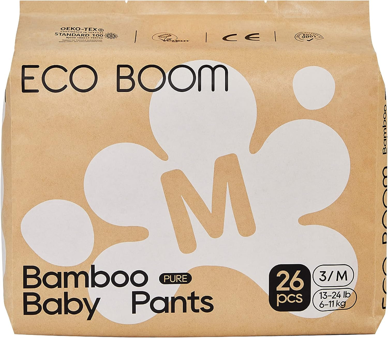 ECO BOOM Babywindeln aus Bambus – Größe 6 (20 kg), Pull-Up-Windeln auf pflanzlicher Basis (17 Stück) – Premium-Bio, parfümfrei, hautfreundlich, super saugfähig