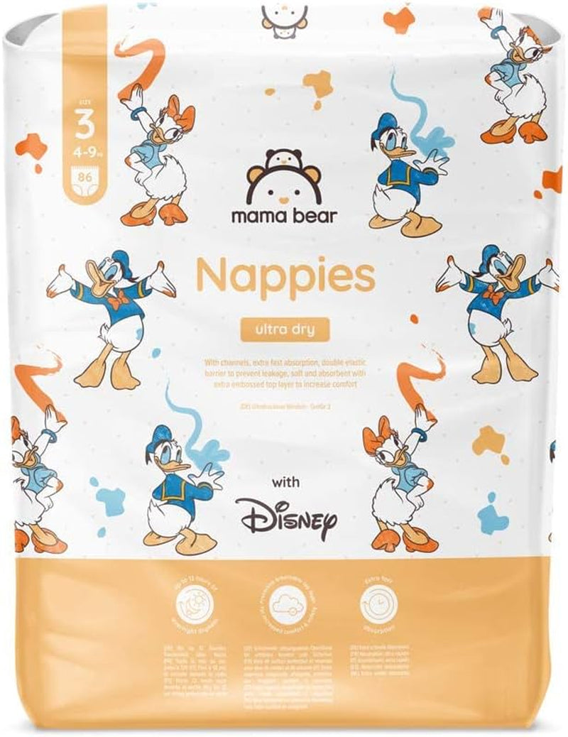 Amazon-Marke: Mama Bear Disney Ultra Dry Windeln, Größe 3 (4–9 kg) – Monatsbox, Weiß, 172 Stück (2 Packungen mit 86 Stück)