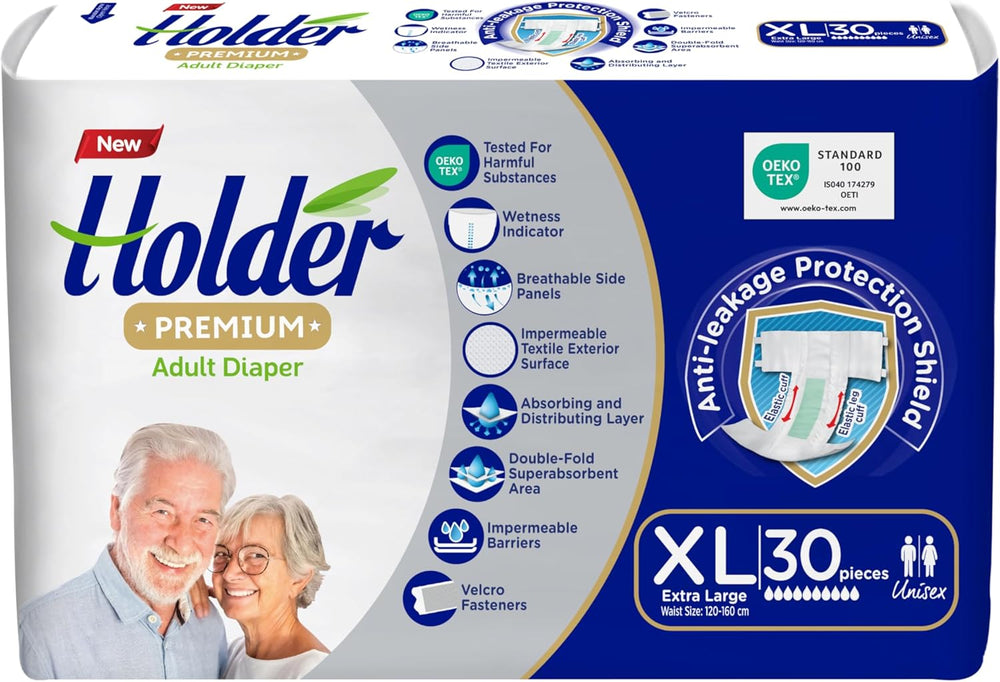 Einwegwindeln für Erwachsene, Unisex, wasserdicht, saugfähig, elastische Seite, atmungsaktiv, super saugfähig, doppellagiger Nässeindikator, 5-Sterne-Dermatologischer Schutz, Mittel