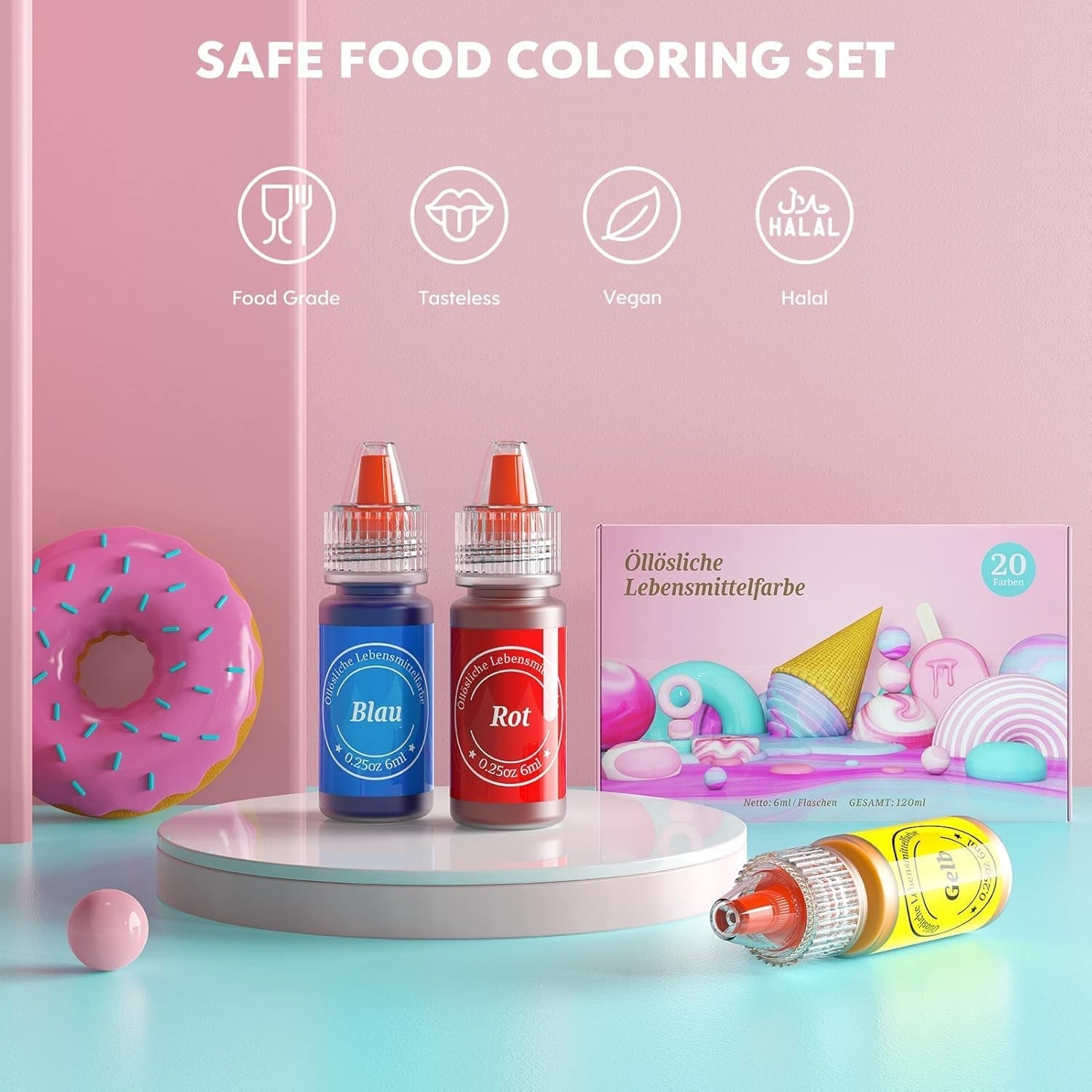 Fettlösliche Lebensmittelfarbe 20Er Set Lebensmittelfarbe Fettlöslich Für Osterschokolade Hohes Konzentrat Lebensmittelfarbe Ölbasis Für Kuchen Makronen Creme Donuts Fondant Naty Shop