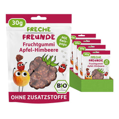 FRECHE FREUNDE Bio-Fruchtgelees, Apfel-, Himbeer- und Reislutscher, fruchtig süßer Snack für Kinder, glutenfrei, vegan, 20er Pack (20 x 30 g)