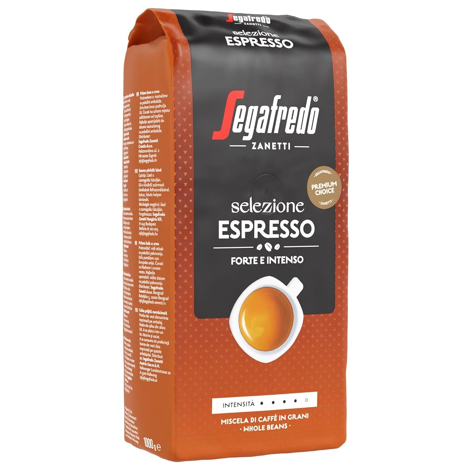 Segafredo Zanetti Selezione Espresso - Boab întreg (pachet de 1 kg) - Potrivit pentru toate specialitățile de cafea italienești - Prăjire medie spre închisă, aromă puternică și intensă