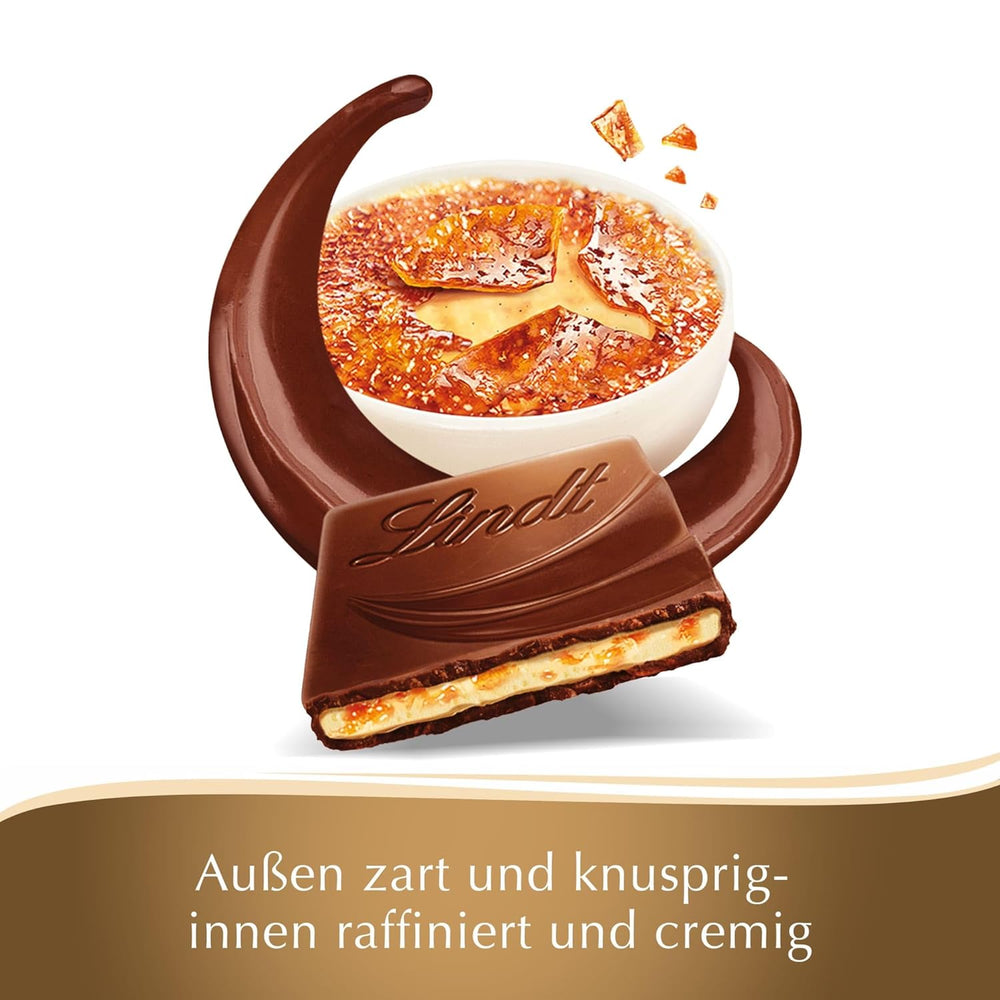 Riegel Crème Brûlée Lindt Chocolate Creation | Crème Brûlée-Füllung mit knusprigem Karamell, garniert mit feinster Vollmilchschokolade | Schokoriegel | Schokoladengeschenk, 150g