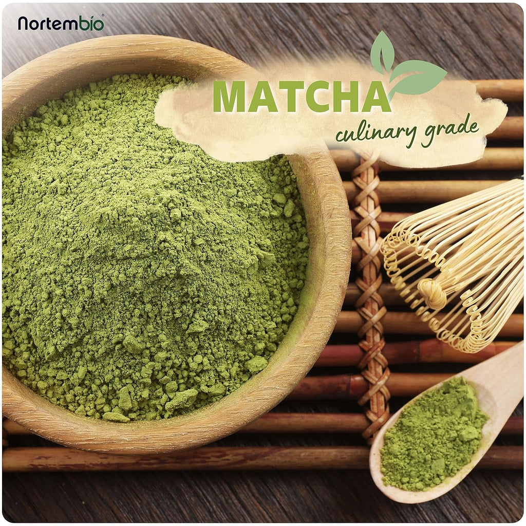 Nortembio Matcha Tea Powder 100 g. Ceai verde japonez fără aditivi și conservanți. Ceai verde Matcha de calitate culinară. Ideal pentru latte, deserturi și produse de patiserie.