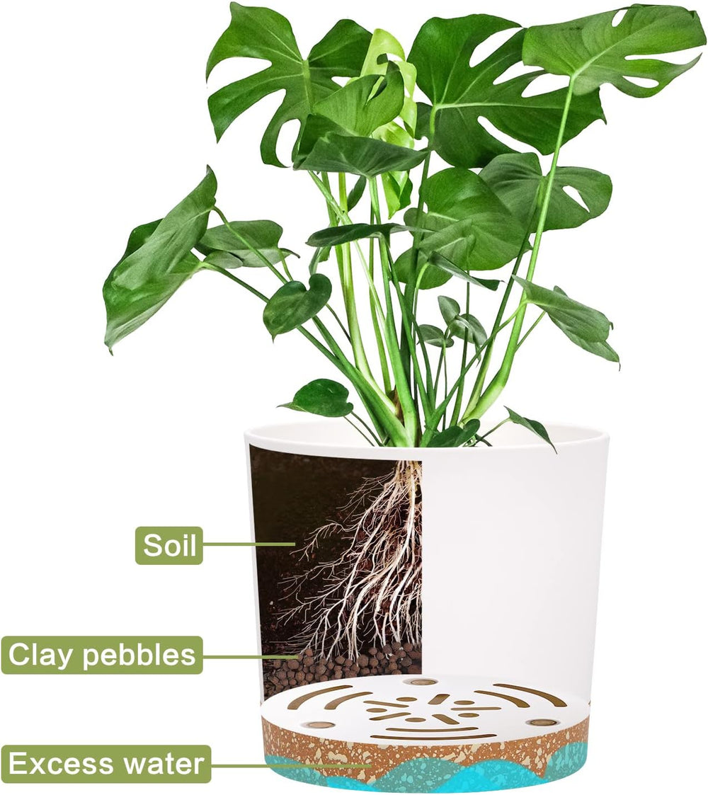 12,7 cm großes Set mit 2 Blumentöpfen, Pflanztöpfe für den Innenbereich mit Ablauflöchern und abnehmbarem Boden, moderne dekorative Untersetzer für Pflanzgefäße im Garten im Freien (weiß 12,7 cm)