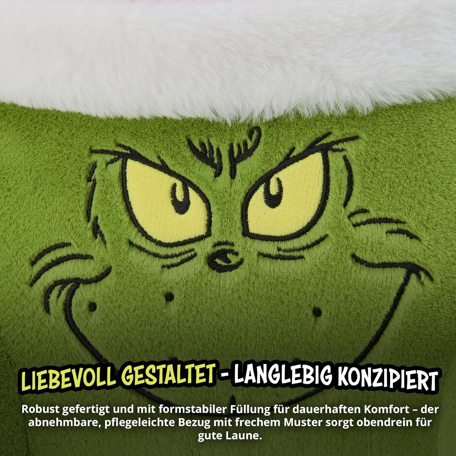 Perna Grinch - Pernă de spate pentru pat și canapea, suport pentru spate cu cotiere, pernă de citit pentru spate, gât și cap, verde, 40 x 38 cm