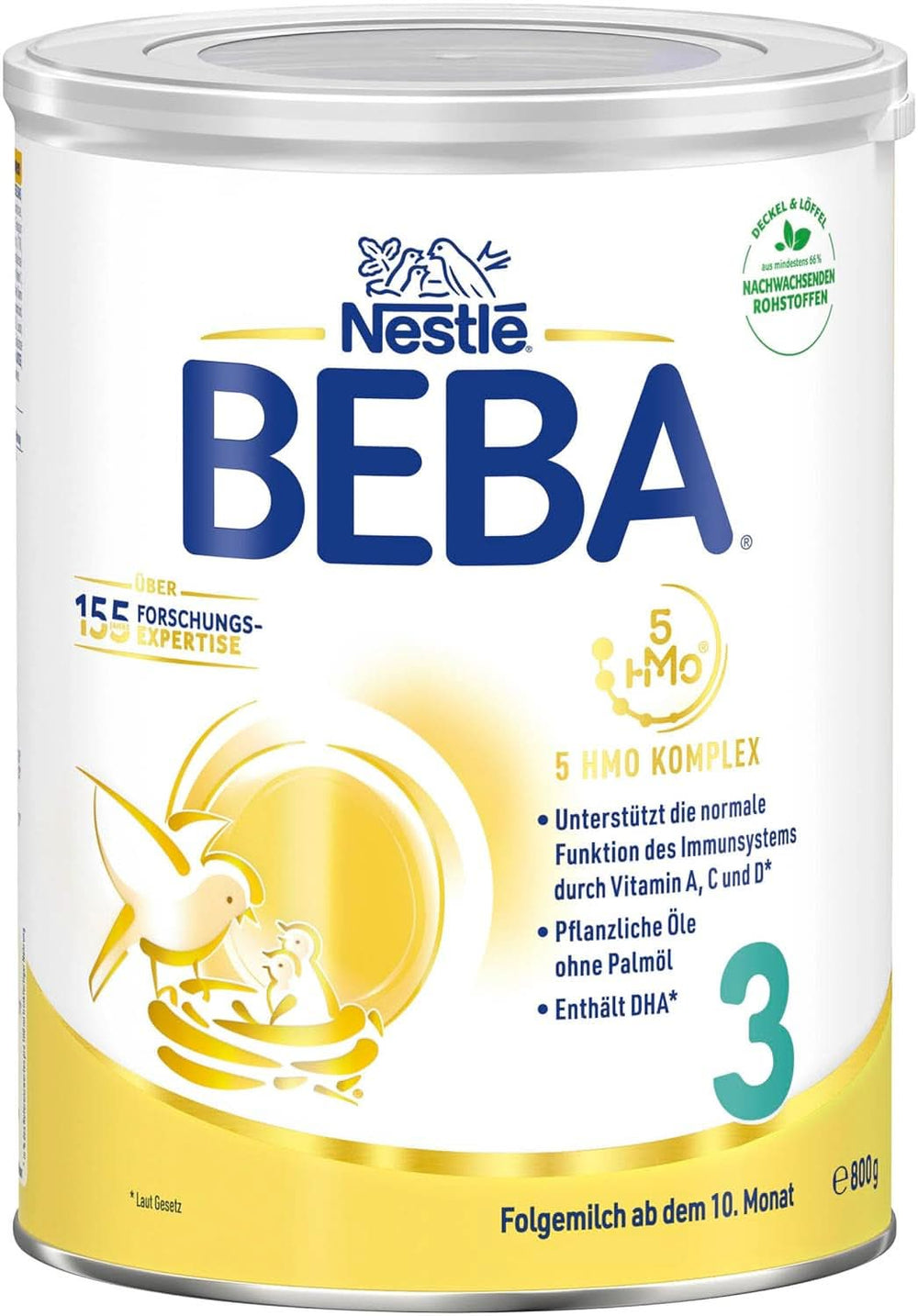 Nestlé BEBA 3 Folgemilchpulver, Folgenahrung ab 10 Monaten, 3er Pack (3 X 800G) Mutter und Kind Naty Shop