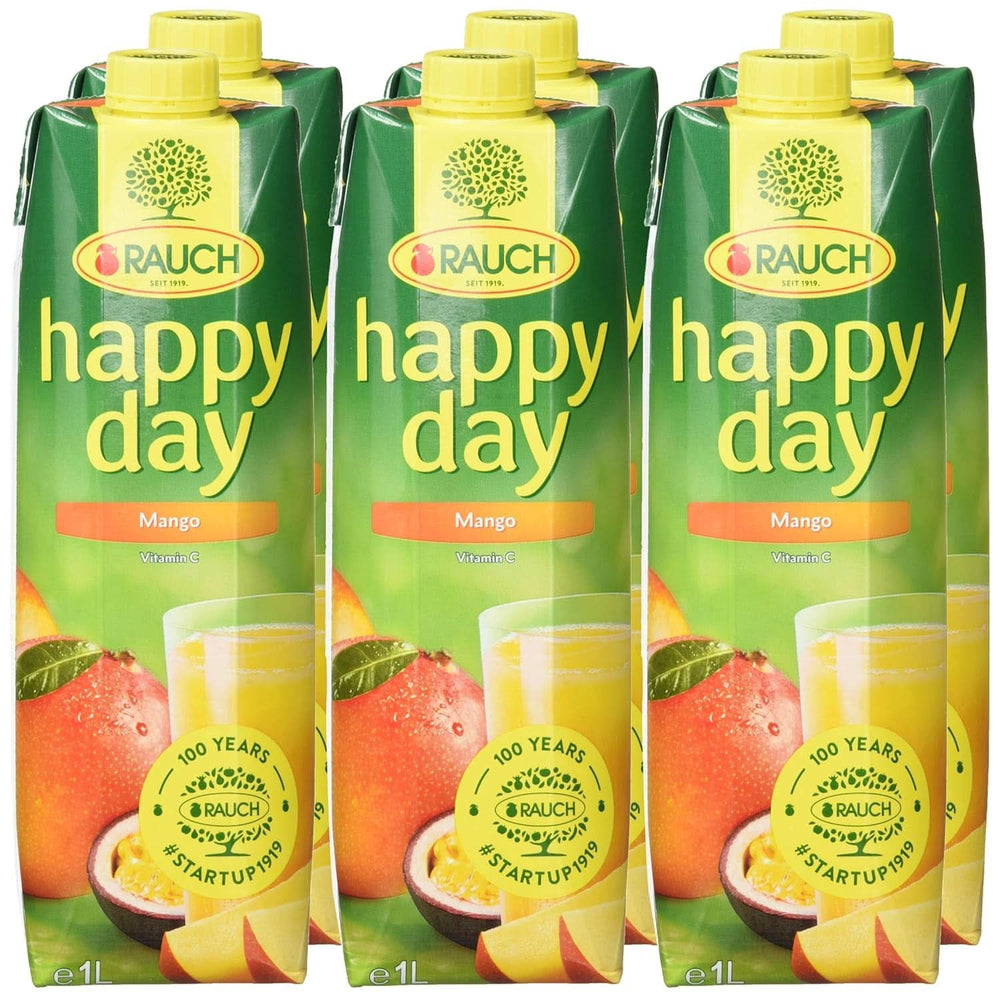 Rauch Happy Day Mango | Raffiniertes Getränk mit Passionsfrucht | Viel Vitamin C | 6 x 1 Liter, Tetra Prisma Naty Shop
