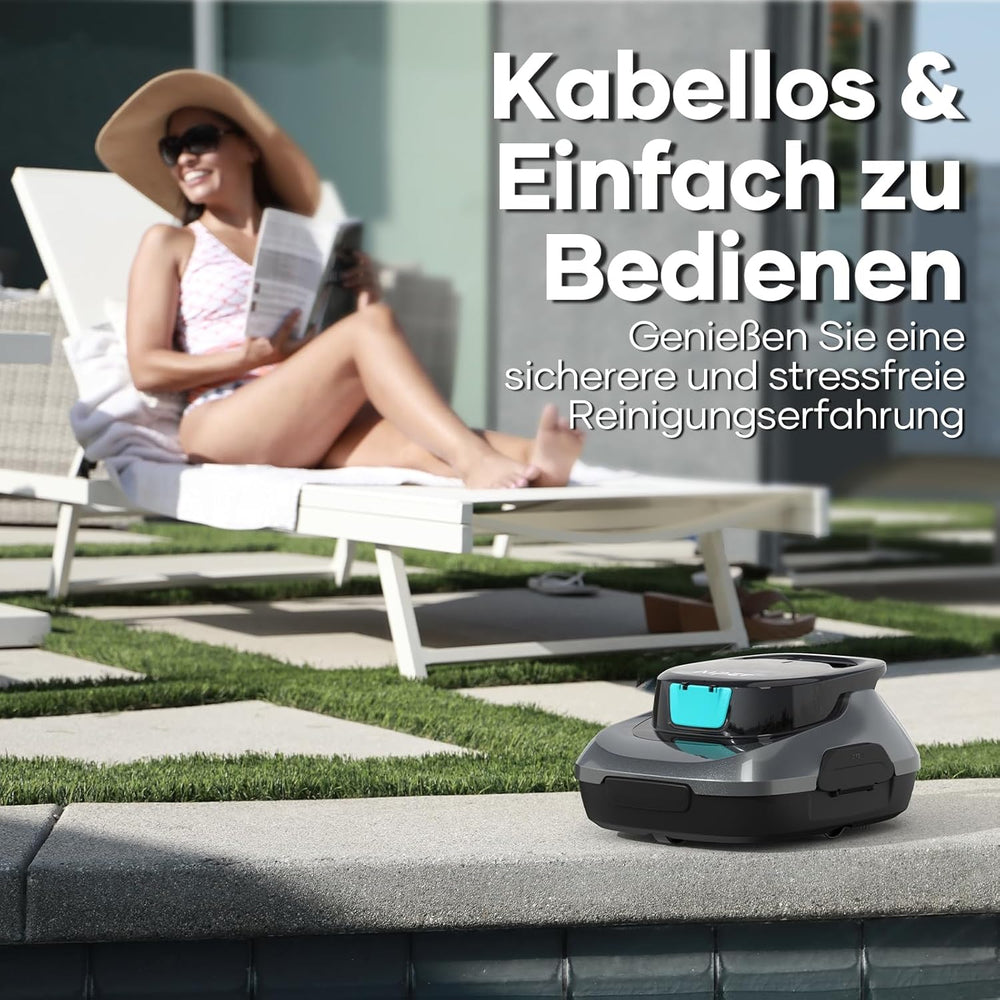 AIPER Scuba SE Poolroboter, kabelloser Poolreiniger mit Akku, 90 Minuten Reinigungszeit, automatische Reinigung mit Selbstparkfunktion, leichter Poolreiniger, ideal für Pools mit flachem Boden