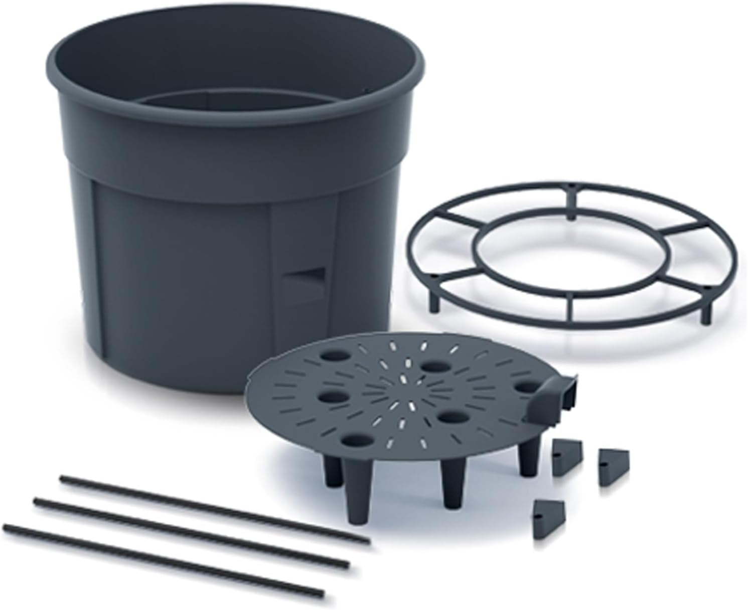 Ghiveci pentru răsaduri de roșii Prosperplast cu spalier – Jardinieră din plastic robust | Antracit | Rezistent la intemperii și UV | 29,5 x 115,2 cm | Ideal pentru grădină și terasă