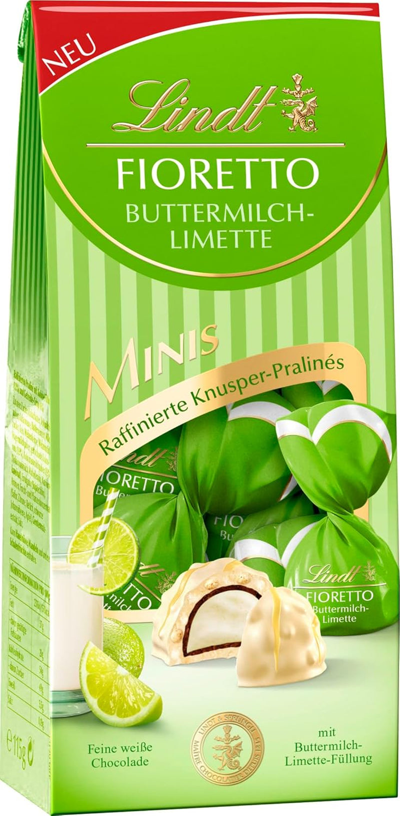 Lindt Chocolate FIORETTO Maxi Zabaione, cutie cadou 138 grame Naty Shop 115 grame Lapte si lamâie