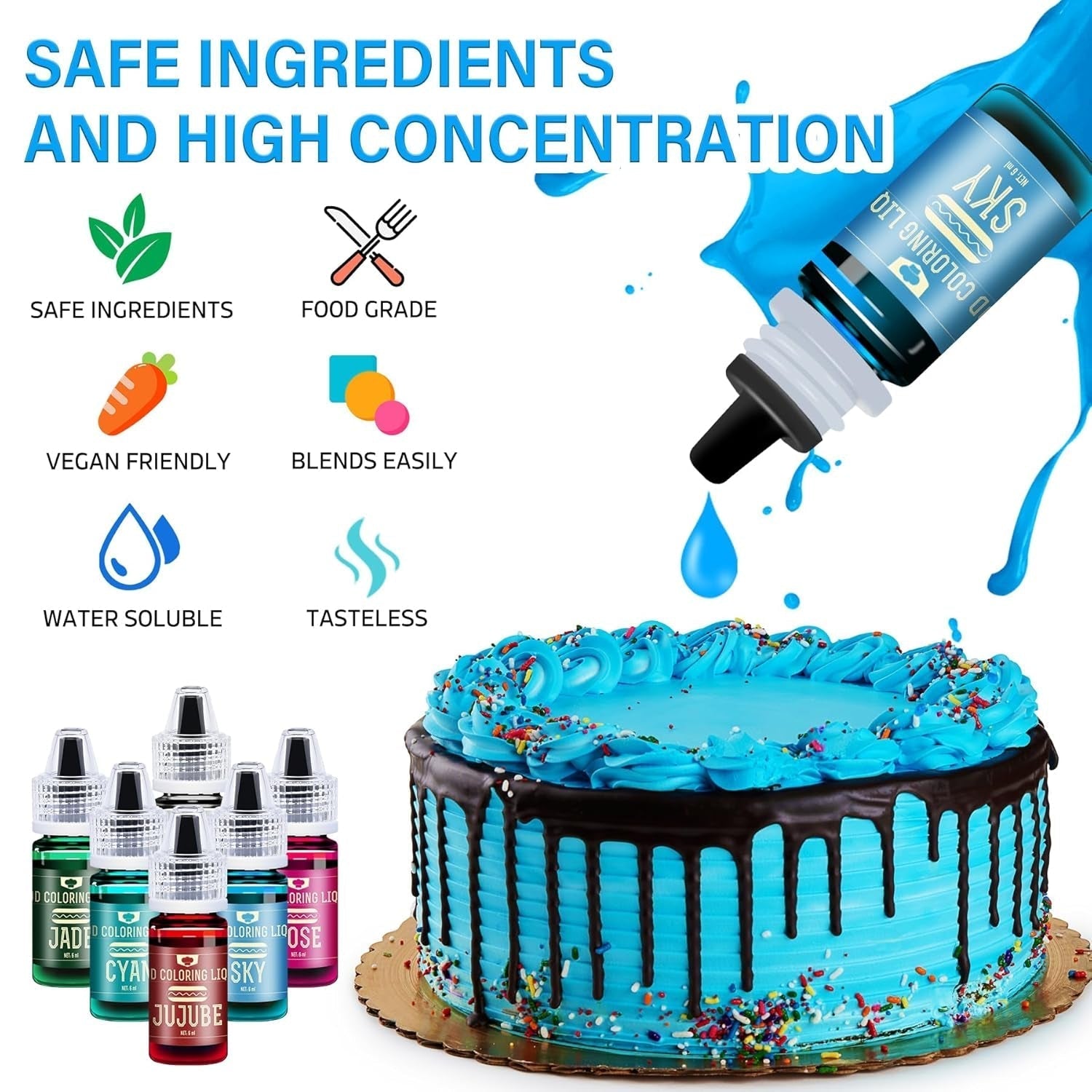 Lebensmittelfarbe - 30 X 10Ml Lebendige Lebensmittel Farben Zum Backen, Kuchen Dekorieren, Zuckerguss, Kekse, Fondant Und Macaron - Flüssige Food Coloring Für Die DIY Seifenherstellung Und Basteln Naty Shop