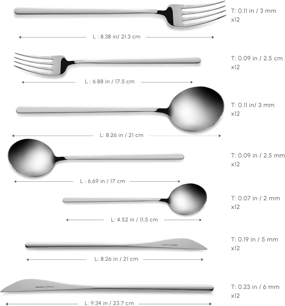 Karaca Focus Elegance, 84-teiliges Besteckset, 12 Personen Kitchen Naty Shop
