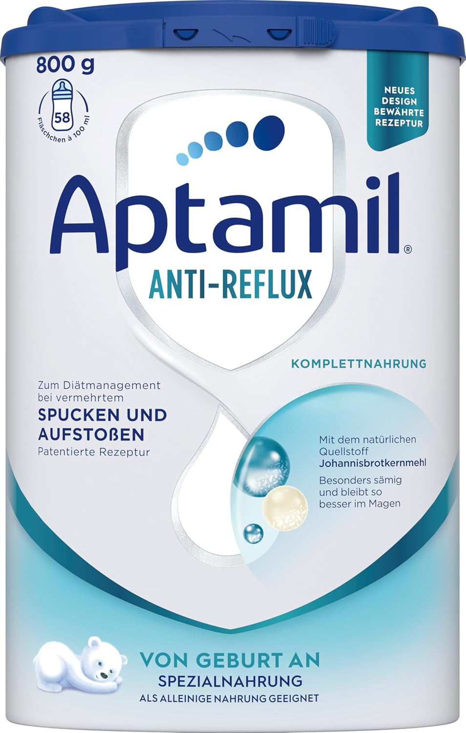 Aptamil Anti-Reflux – Komplette Formel von Geburt an, diätetische Behandlung, Erbrechen und Aufstoßen, Babynahrung, Milchpulver, 1 x 800 g