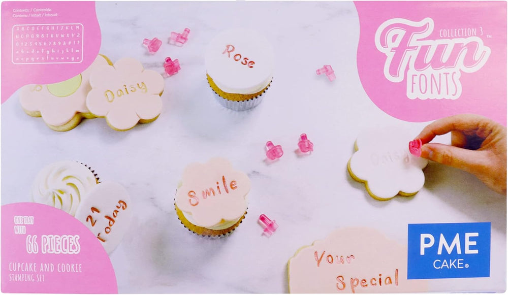 FF60 Fun Fonts-Cupcake- und Keks-Stempelset für Kuchendesign, 66-teilig, Kollektion 3, Kunststoff