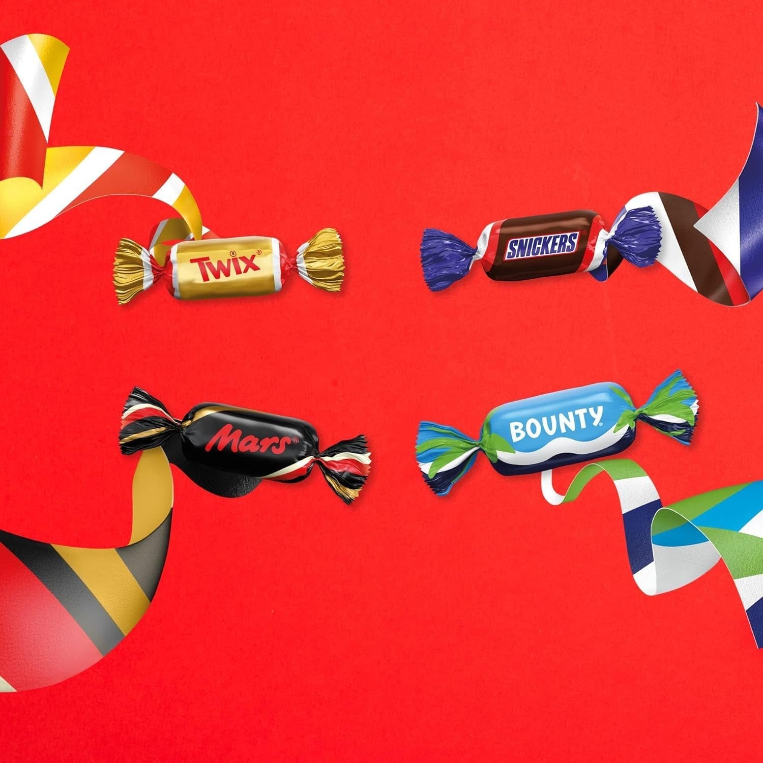 Mischung aus Miniaturen, Mars, Snickers, Bounty & Twix, klassische Riegel im Miniformat, 296 Riegel, 3 kg Schokoladenbonbons Naty Shop