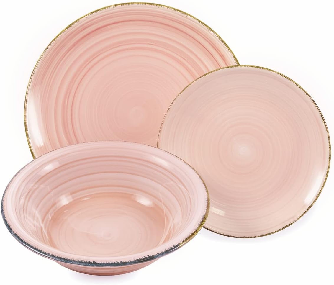 2197966 Set de veselă Baita Watercolor, 18 piese, gresie pictată manual, 6 blaturi diferite