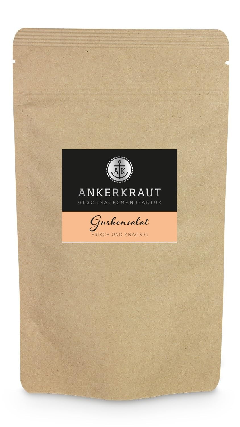 Ankerkraut Gurkensalat, 60 g im Korkglas, Würze Gherken-Salat Ganz Einfach, Zuckerfrei und Ohne Gesmackverstärker, Mischung würzender Zutat für Salat