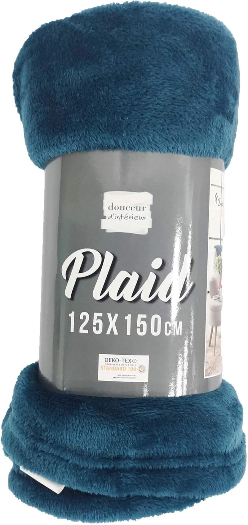 Douceur D'Intérieur FLANOU Plaid, Poliester, Albastru, 125 X 150 Cm Plapumi si pilote Naty Shop